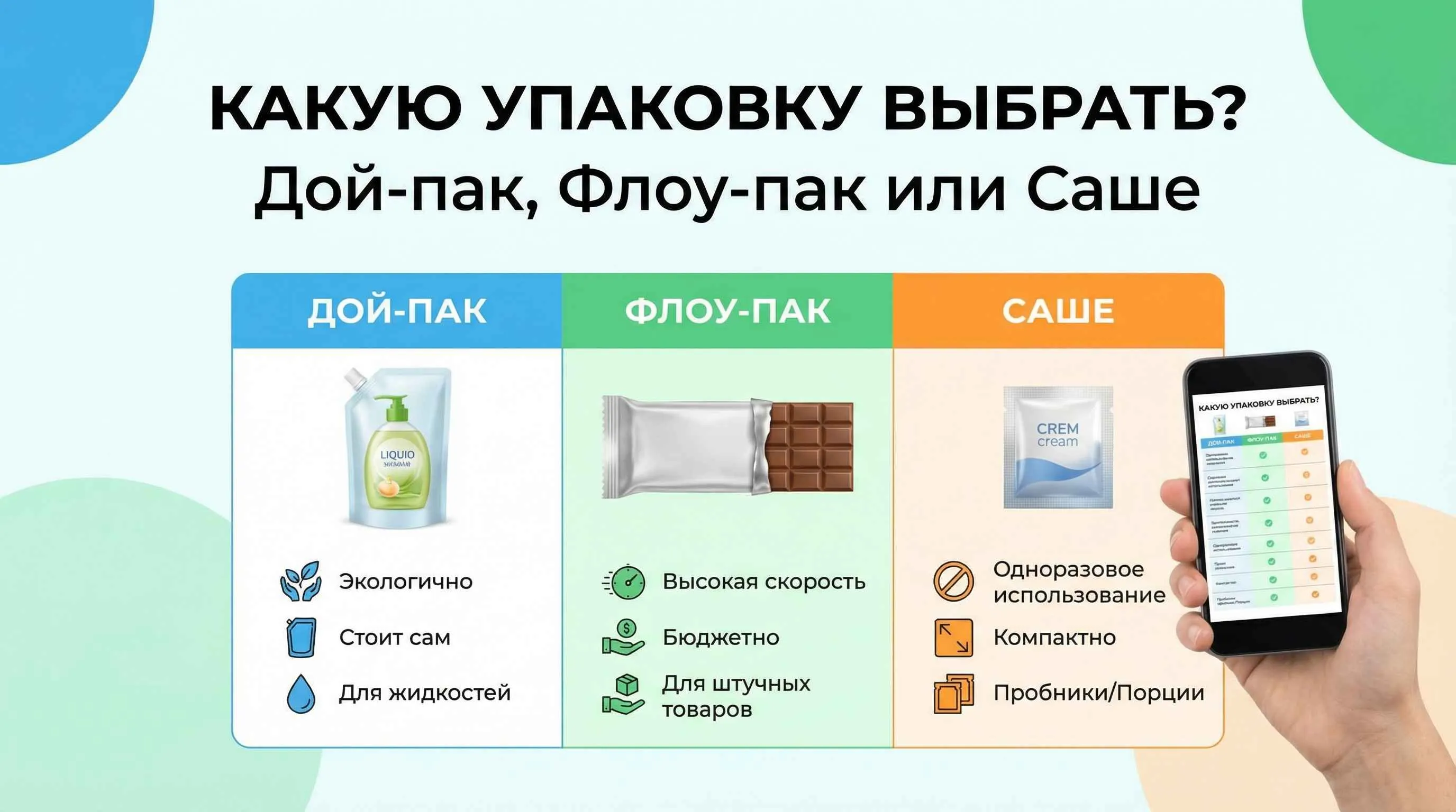 Дой-пак, флоу-пак или саше: какую упаковку выбрать